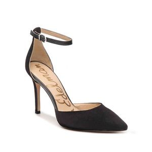 Pointed toe suede heels